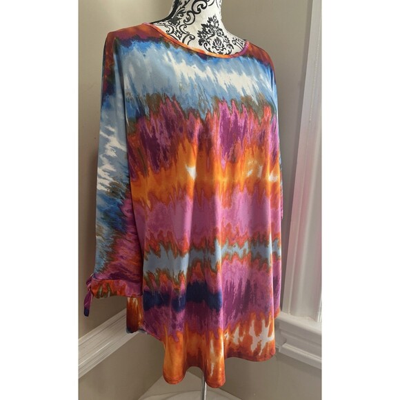 Pure Essence Tunic Top Size XL Soft Knit Multicolor Art To Wear Artsy Mod - Picture 6 of 13